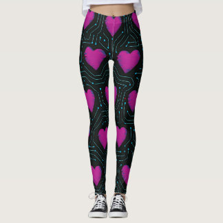 Cyber kärlekskrets – Tech-hjärta mönsterdesign Leggings