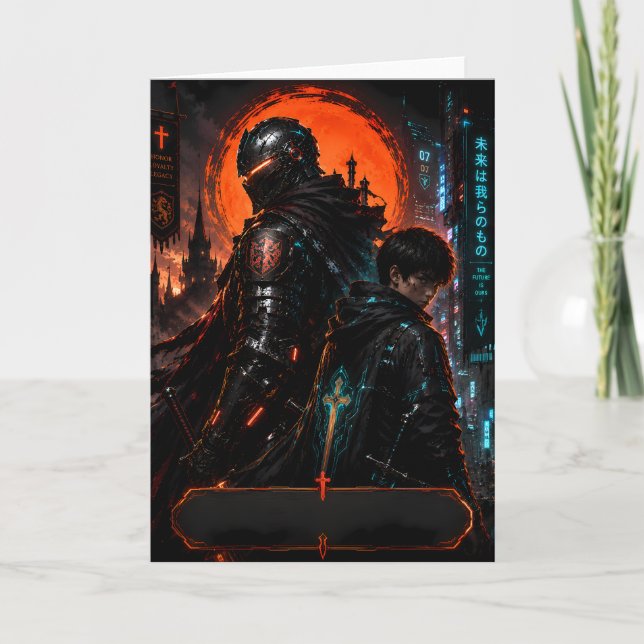 Cyber Knight Faderskapshälsningskort Kort (Framsida)
