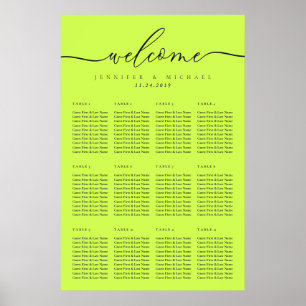 Cyber Lime Jet Black Celebrationssäte Välkommen Poster