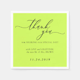 Cyber Lime Jet Black Minimalist Decor Wedding Pappersservett