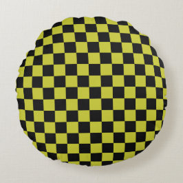 Cyber lyme checkerboard pattern rund kudde