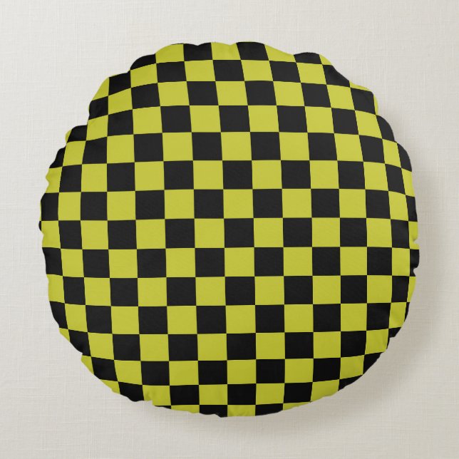 Cyber lyme checkerboard pattern rund kudde (Framsidan)
