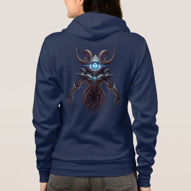 Cyber Mage Oracle Drone Mörk Fantasy Hoodie T Shirt (Baksida)