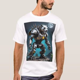 Cyber Mecha Panda Futuristiska Robotic Warrior Tee