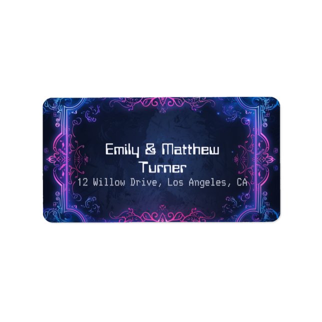 Cyber-Medieval Fusion Bröllop Adressetikett (Framsidan)