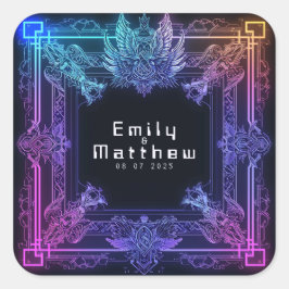 Cyber-Medieval Fusion Bröllop Fyrkantigt Klistermärke