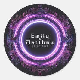 Cyber-Medieval Fusion Bröllop Runt Klistermärke