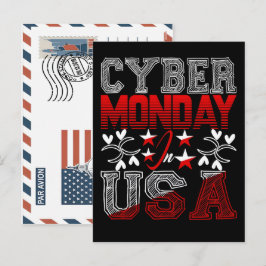 Cyber monday in usa sales event hand-drawn design helg vykort