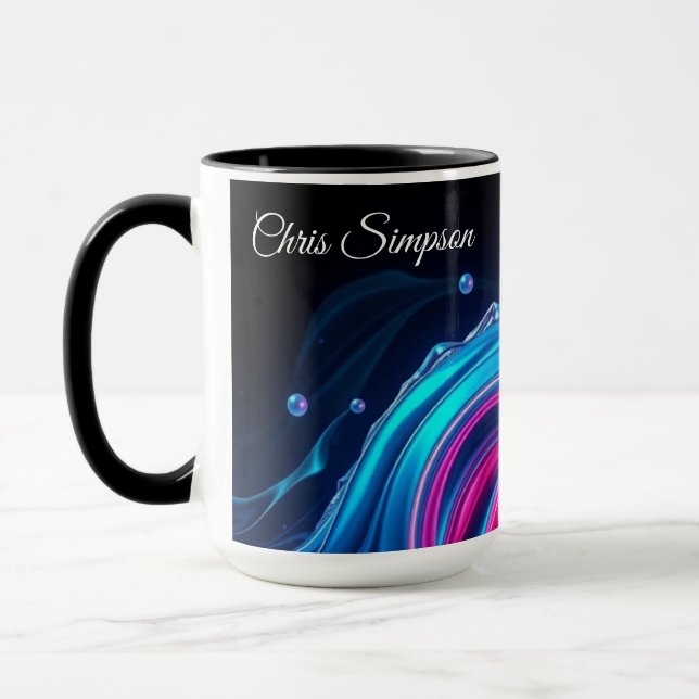 Cyber-Natural Wave Mural Full Wrap Personalized Mugg (Vänster)