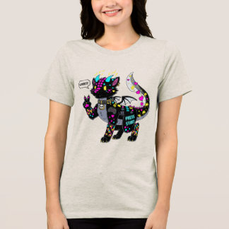 Cyber Neon Gamer Cat Hårig Kvinnor i T-Shirt