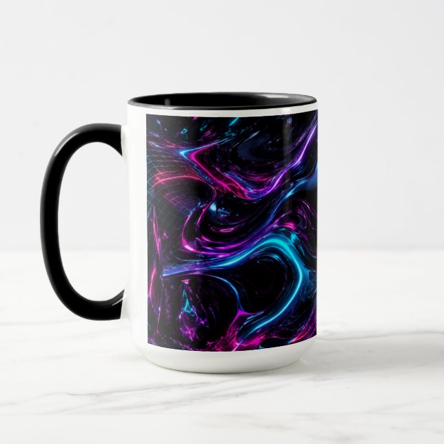 Cyber Neon Obsidian Morgonkaffekopp Estetik Mugg (Vänster)