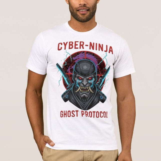 Cyber Ninja Ghost Protocol T-Shirt | Samurai Oni  (Framsida)