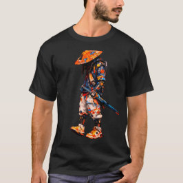 Cyber Ninja Palette Knife Neon Orange T Shirt