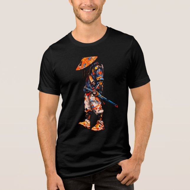 Cyber Ninja Palettkniv Neon Orange T Shirt (Framsida)
