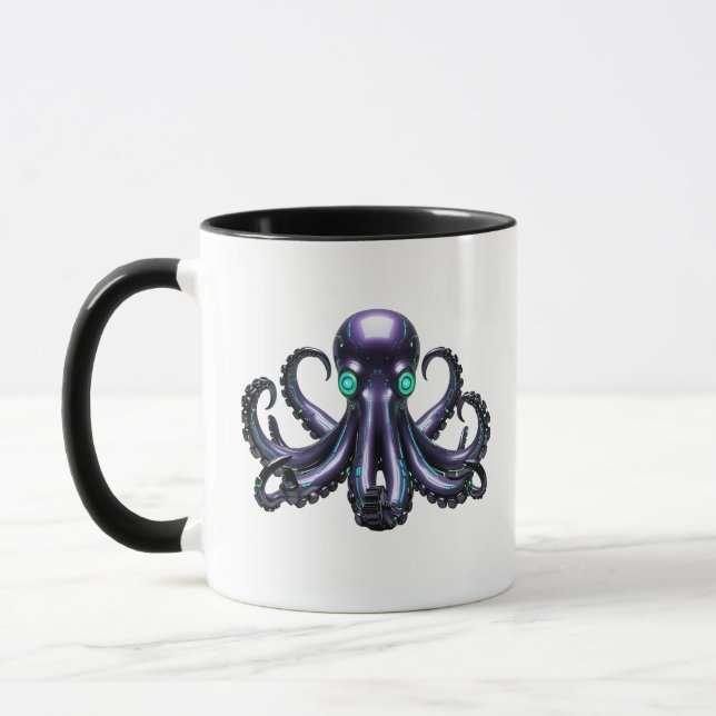 Cyber Octopus - Futuristiska Sea Creature Mugg (Vänster)