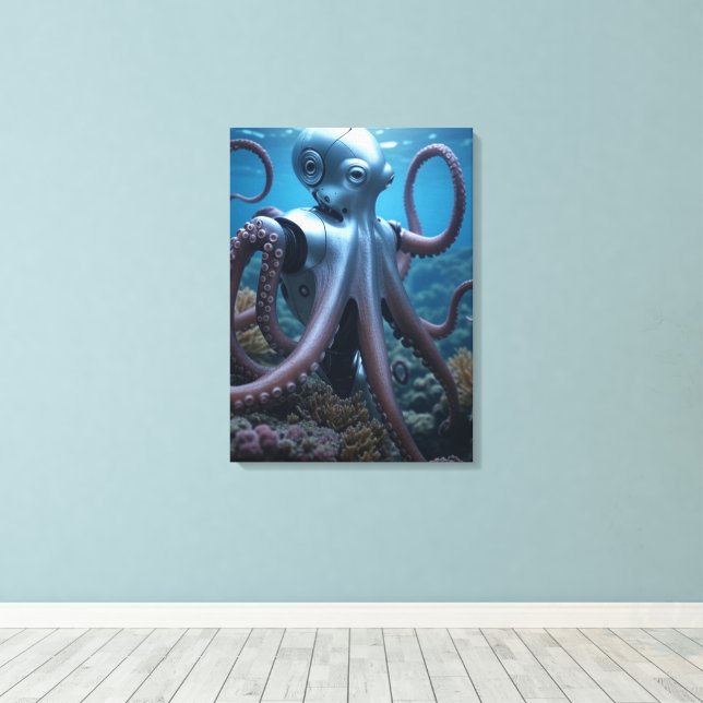 Cyber Octopus-kanvastryck Canvastryck (Insitu (trägolv))