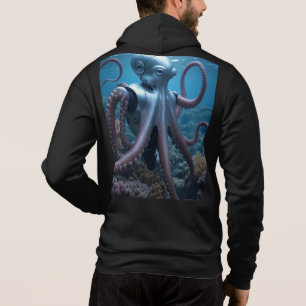 Cyber Octopus män svart Bella dragkedja hoodie bak T Shirt