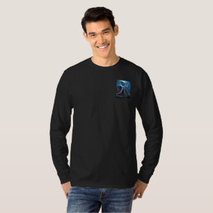 Cyber Octopus män svart långärmad T-shirt ficka