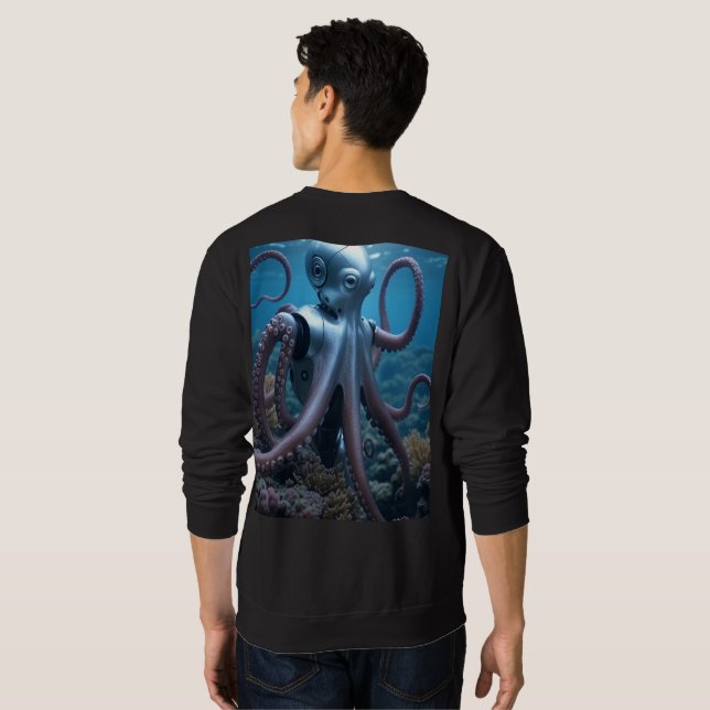 Cyber Octopus manar Black sweatshirt back (Hel baksida)
