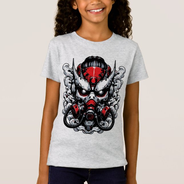 Cyber Oni: Rökkrigarmask T Shirt (Framsida)
