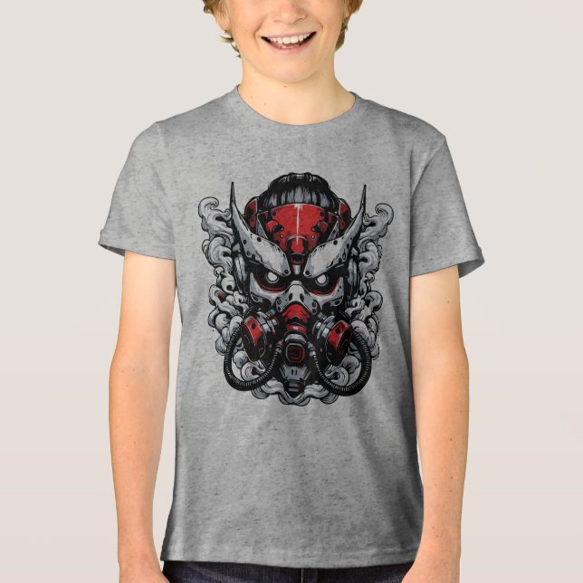 Cyber Oni: Rökkrigarmask T Shirt (Framsida)