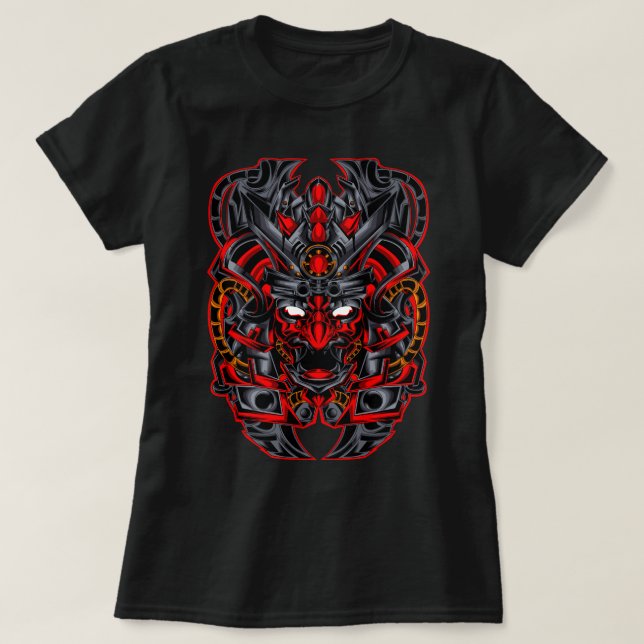 Cyber Oni Samurai Mask T Shirt (Design framsida)