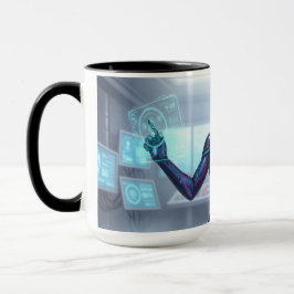 Cyber Oracle Mugg – Futuristisk Tech Anime Tjej