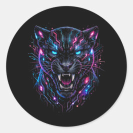 Cyber Panther Runt Klistermärke