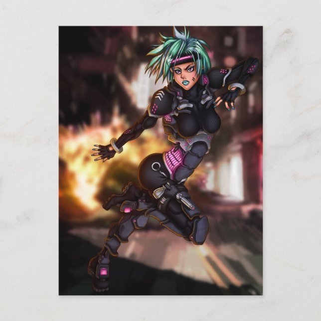 Cyber Police Girl Vykort (Framsida)