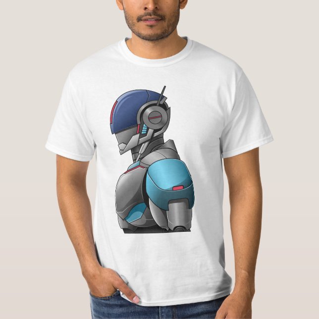 Cyber Police Robot - Futuristic Android T Shirt (Framsida)