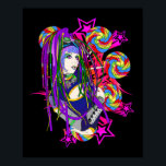 Cyber Pops Poster<br><div class="desc">Den ljusa och intensiva Cyber Girl poster inspirerad av underkulturen. Jag har alltid älskat kreativiteten och djärvheten i stil i denna subkultur och den har inspirerat flera delar av mitt arbete. Jag älskade den här verkligen och är mycket glad över att komma till med fläkt av samma slag. Det skulle...</div>