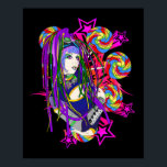 Cyber Pops Poster<br><div class="desc">Den ljusa och intensiva Cyber Girl poster inspirerad av underkulturen. Jag har alltid älskat kreativiteten och djärvheten i stil i denna subkultur och den har inspirerat flera delar av mitt arbete. Jag älskade den här verkligen och är mycket glad över att komma till med fläkt av samma slag. Det skulle...</div>
