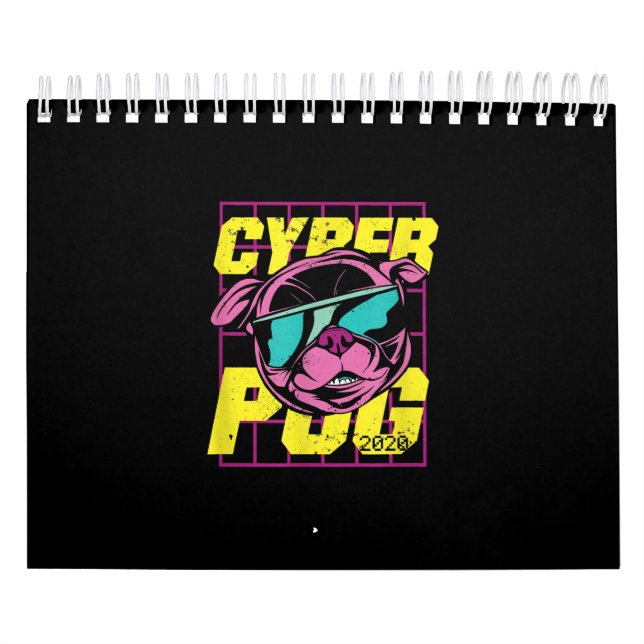 Cyber Pug 2021 Rolig hund Pug Design Kalender (Omslag)