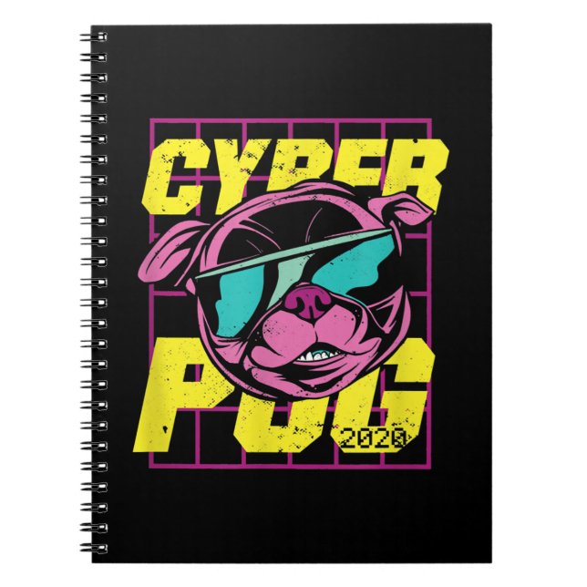 Cyber Pug | Coola Pug Hund Anteckningsbok (Framsidan)