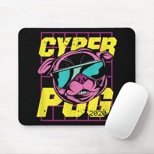 Cyber Pug | Coola Pug Hund Musmatta (Med mus)