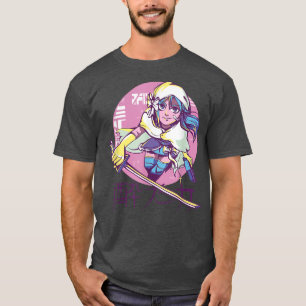 Cyber Punk Anime Warrior Girl Retro Kanji japjapan T Shirt