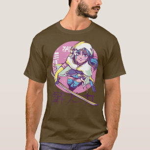 Cyber Punk Anime Warrior Girl Retro Kanji japjapan T Shirt