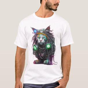 Cyber Rasta Cat Illustration T Shirt