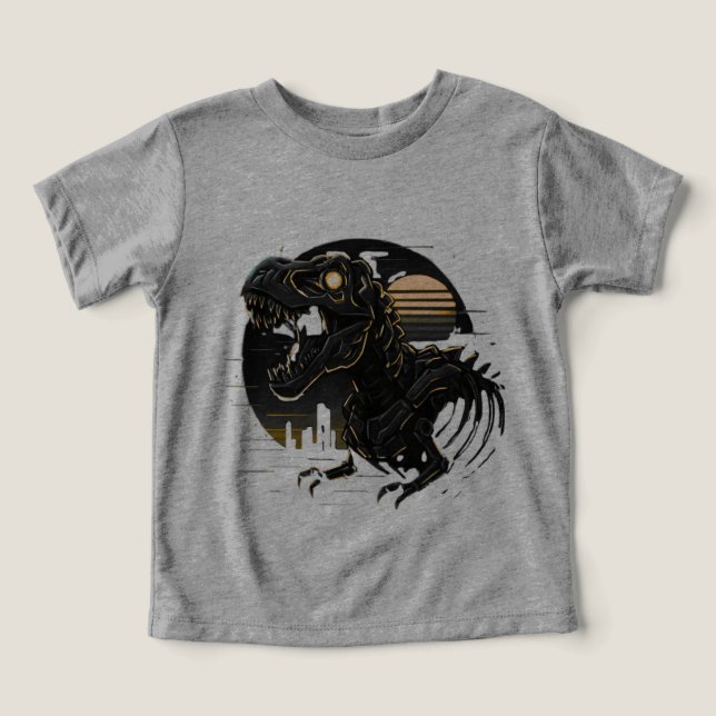 Cyber Rex Neon Skelett Vintage T-Shirt (Design Framsida)