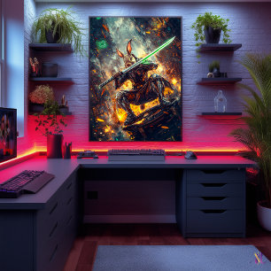 Cyber Ronin Kanin – Neon Blade Guardian Poster