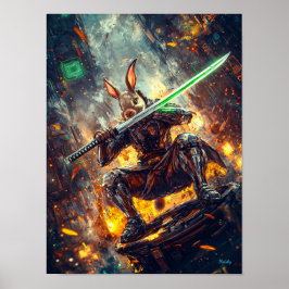 Cyber Ronin Kanin – Neon Blade Guardian Poster