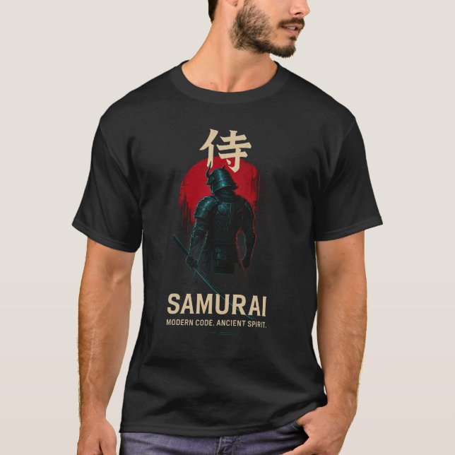 Cyber Samurai – Modern Code. Ancient Spirit. T Shirt (Framsida)