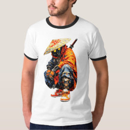 Cyber Samurai Palette Knife Orange  T Shirt