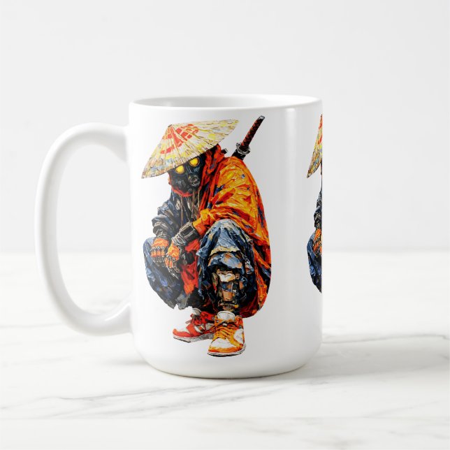 Cyber Samurai Palettkniv Orange Kaffemugg (Vänster)