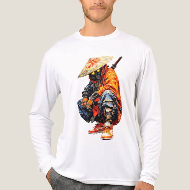 Cyber Samurai Palettkniv Orange T Shirt (Framsida)