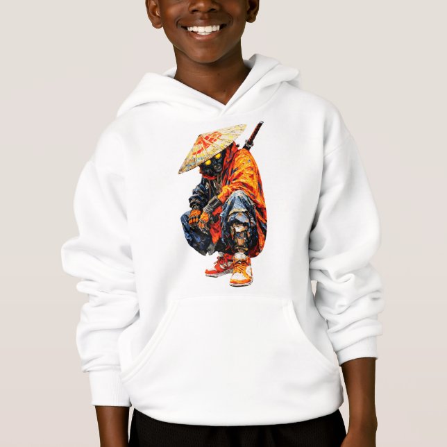 Cyber Samurai Palettkniv Orange T Shirt (Framsida)