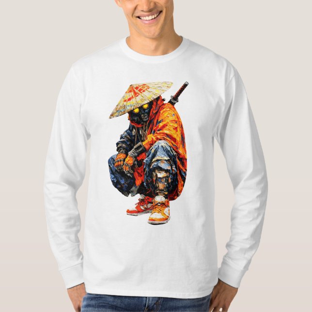 Cyber Samurai Palettkniv Orange T Shirt (Framsida)