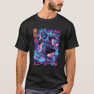 Cyber Samurai Sneakerhead - Neon Tokyo Future Kick T Shirt