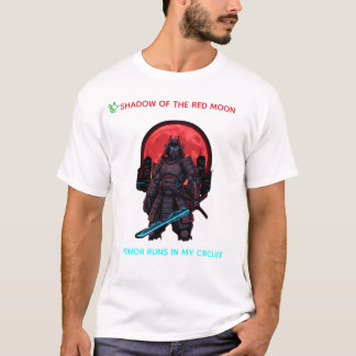Cyber Samurai Under the Red Moon – Neon Warrior T Shirt