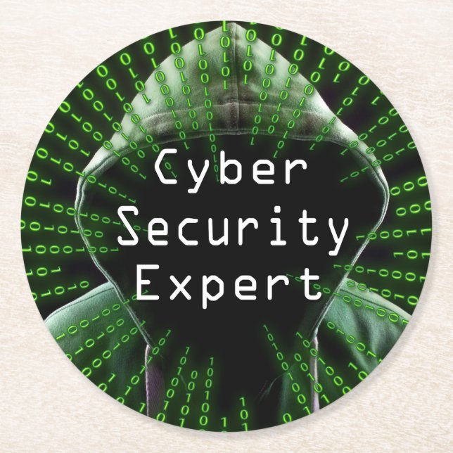 Cyber Security Business Expert Underlägg Papper Rund (Framsidan)